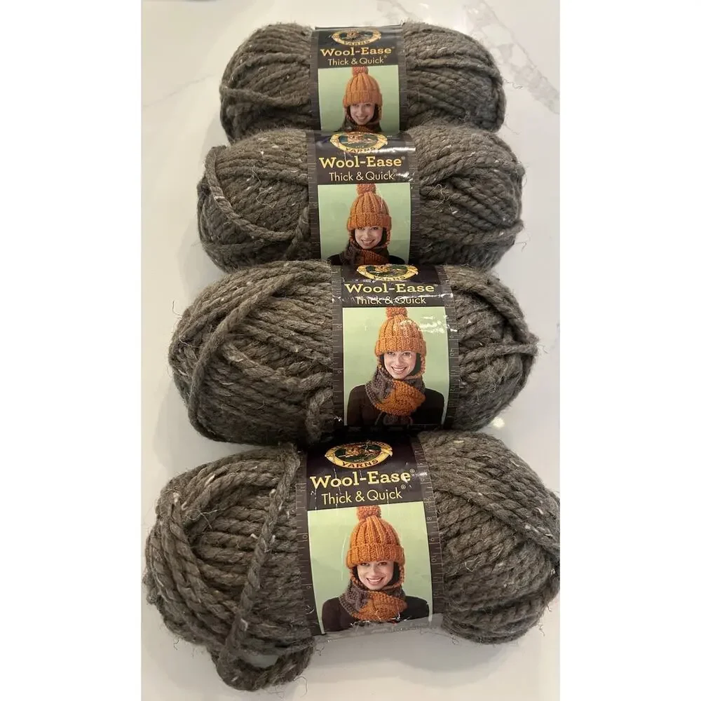 Vtg Lot of 8 Skeins Lion Brand Wool Ease Thick Quick Yarn 124 Barley Orge Cebada